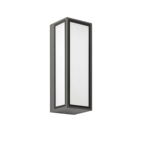 Pivot LED outdoor wall light IP65 in dark grey aluminium with opal glass for outdoor lighting.