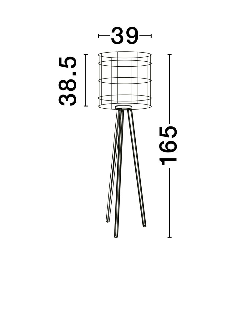 Plette Stehlampe Natur mit modernen Maßen 39 cm Breite und 165 cm Höhe für stilvolle Innenräume.