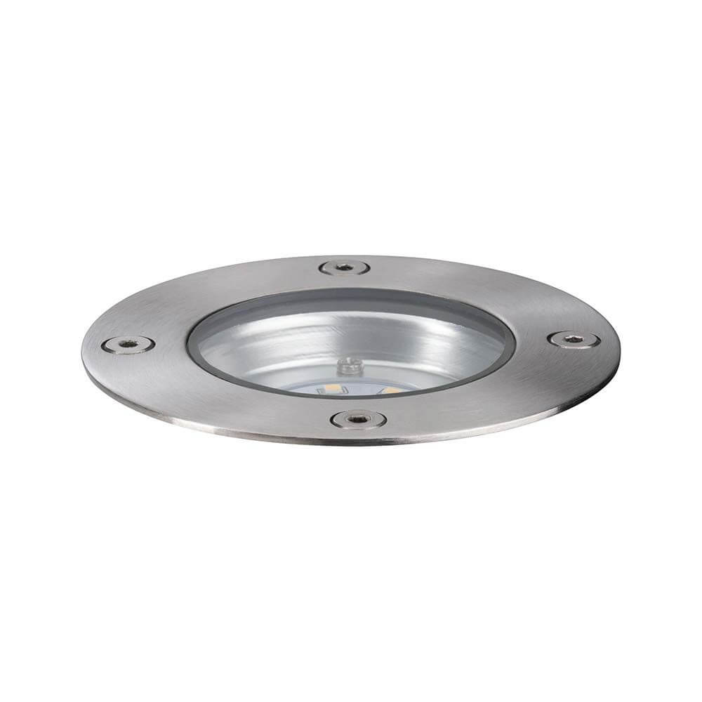 LED Plug & Shine Bodeneinbauleuchte rund IP65 3000K in Silber für dekorative Außenbeleuchtung