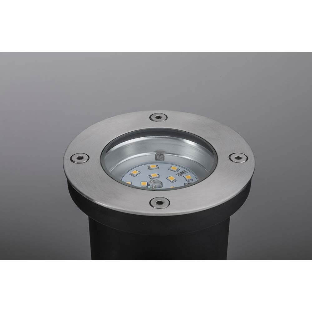 LED Plug & Shine Bodeneinbauleuchte rund IP65 3000K in Silber mit warmweißem Licht