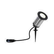 Projecteur de jardin Plug & Shine LED Classic IP65 anthracite avec piquet de terre et lumière blanc chaud.