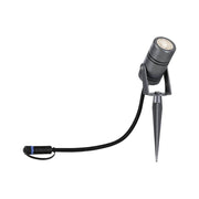 Plug & Shine LED Haveradiator radon IP65 Grå – vejrbestandig havespot med varmt hvidt lys, fleksibelt justerbar.