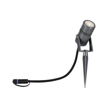 Spot de jardin Plug & Shine LED Radon IP65 gris – spot de jardin résistant aux intempéries avec lumière blanc chaud, réglable de manière flexible.