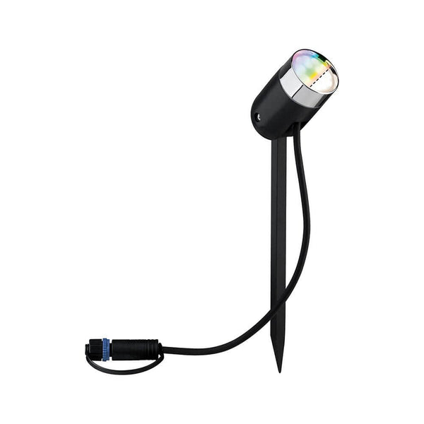 Projecteur de jardin Smart Home Zigbee anthracite Plug & Shine LED avec changement de couleur RGBW et piquet de terre.