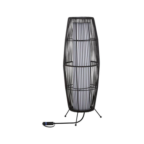 Objet lumineux Plug & Shine LED Basket Rattan marron au look rotin noir pour une lumière d’ambiance.