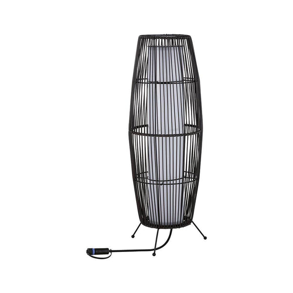 Plug & Shine LED Lichtobjekt Basket Rattan Braun in schwarzem Rattan-Look für stimmungsvolles Licht.