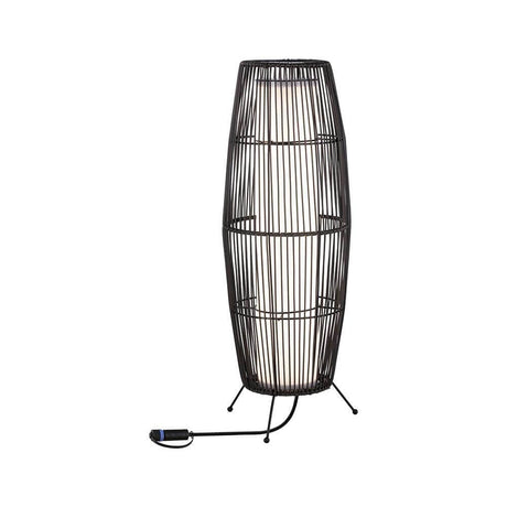 Objet lumineux Plug & Shine LED Basket Rattan marron au look rotin pour une lumière d’ambiance dans le jardin.