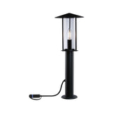 Plug & Shine Pollerleuchte anthrazit mit klarem Glasschirm für nostalgische Gartenbeleuchtung.