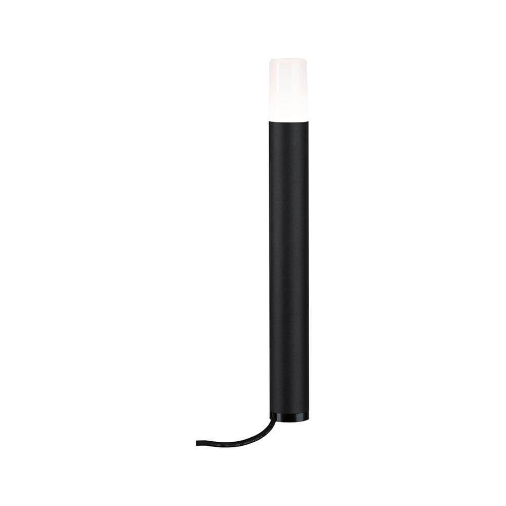 Plug & Shine LED Pollerleuchte Flarea in schwarzem Metall, 400mm hoch, warmweißes Licht für Wege und Einfahrten.