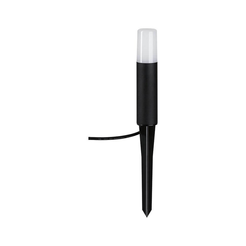 Plug & Shine LED Pollerleuchte Flarea in Schwarz, 200mm hoch, blendfreies warmweißes Licht für Wege und Einfahrten.