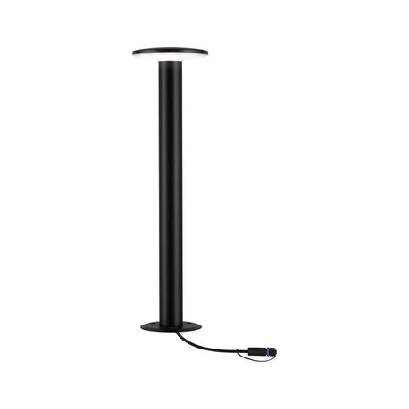 Plug & Shine LED Pollerleuchte Plate Anthrazit mit 360 Grad Ausstrahlwinkel und fest verbautem LED-Leuchtmittel.