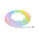 Plug & Shine LED Strip in Regenbogenfarben, wetterbeständig und smart, ideal für die Beleuchtung im Innen- und Außenbereich.