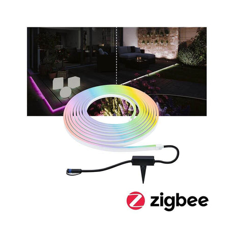 Plug & Shine LED Strip Smart Home Zigbee Smooth IP67 im Garten mit Farbwechsel und steuerbarer Beleuchtung