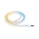 Plug & Shine LED Strip 200cm Smart Home Zigbee Smooth IP67 Weiß aufgerollt in verschiedenen Farbtönen.