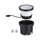 Plug & Shine LED Wandfluter Ocos Anthrazit IP67 mit modernem Design und Zubehör für den Außeneinbau.