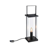 Klassische Laterne Bodenleuchte Plug & Shine in Anthrazit mit goldenem Licht für den Außenbereich.