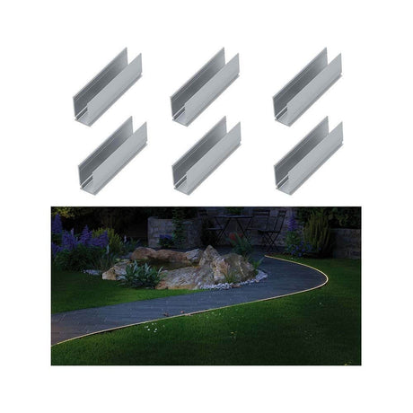 Plug & Shine Neon-Stripe Clip 5cm 6er-Set zum Befestigen von LED Strips auf kurvigen Linien im Garten.