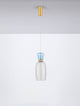 Pluma LED Pendelleuchte Ø 15cm 3000K Mehrfarbig mit goldener Aufhängung und buntem Leuchtenschirm