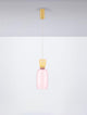 Pluma LED Pendelleuchte Ø 15cm 3000K Mehrfarbig in modernem Design mit zartem pinkem Glasleuchtenschirm.