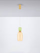 Pluma LED Pendelleuchte Ø 15cm 3000K Mehrfarbig in modernem Design mit goldener und grüner Glasoberfläche.