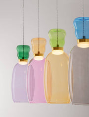 Pluma pendant light beam 91 cm 4-light 3000K multicolour with organically shaped glass attachments in vibrant colours.