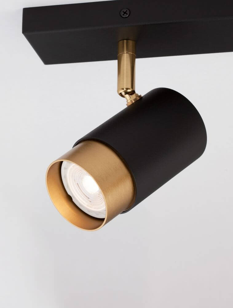 Pogno Deckenleuchte 2-flammig Schwarz, Gold mit schwenkbarem Spot in elegantem Design