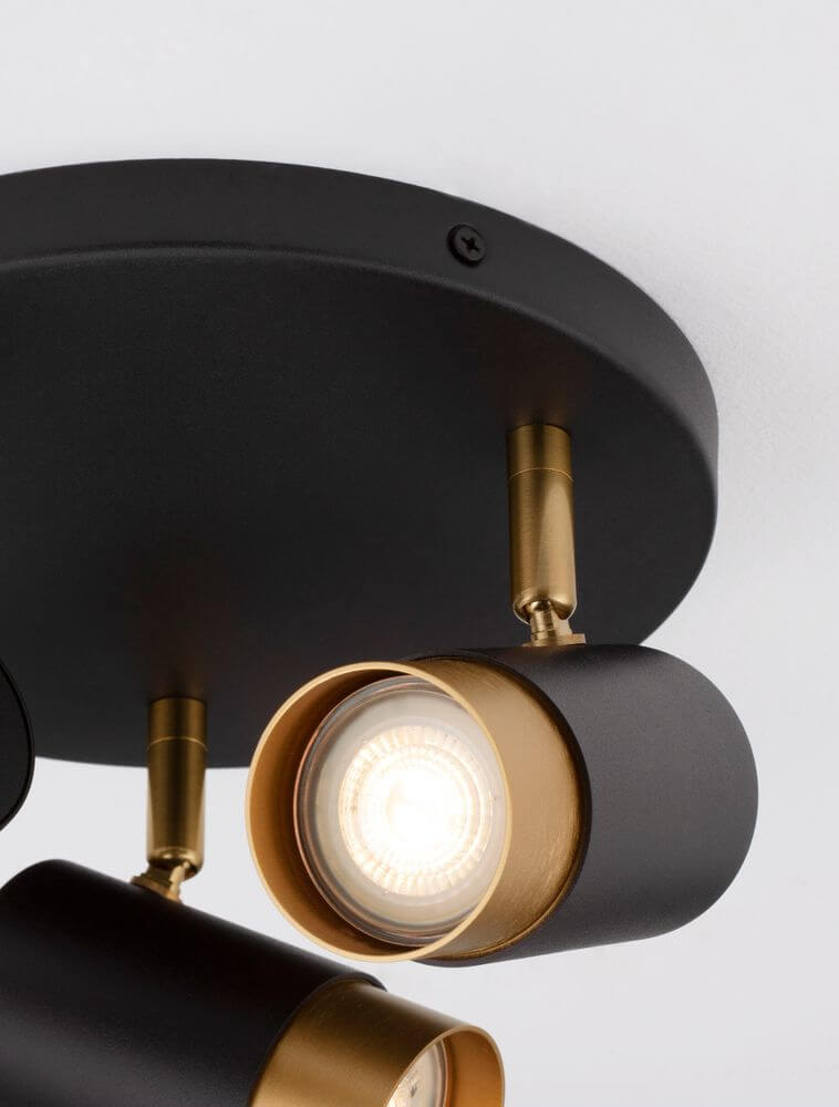 Pogno Deckenleuchte 3-flammig Ø 22cm Schwarz, Gold