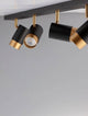 Pogno Deckenleuchte 4-flammig Schwarz, Gold – moderne vierflammige Spotleuchte aus schwarz-goldenem Aluminium, schwenkbare Köpfe für gerichtetes Licht