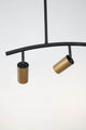 Pogno Pendelleuchte 3-flammig Bogen Schwarz, Gold – elegante moderne Leuchte mit schwarzen und goldenen Lampenschirmen.