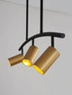 Pogno Pendelleuchte 3-flammig Bogen Schwarz, Gold in elegantem Design mit Aluminium und goldenen Lampenschirmen.