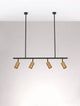 Pogno Pendelleuchte 4-flammig Schwarz, Gold mit modernem Design aus Aluminium und eleganten Goldakzenten.