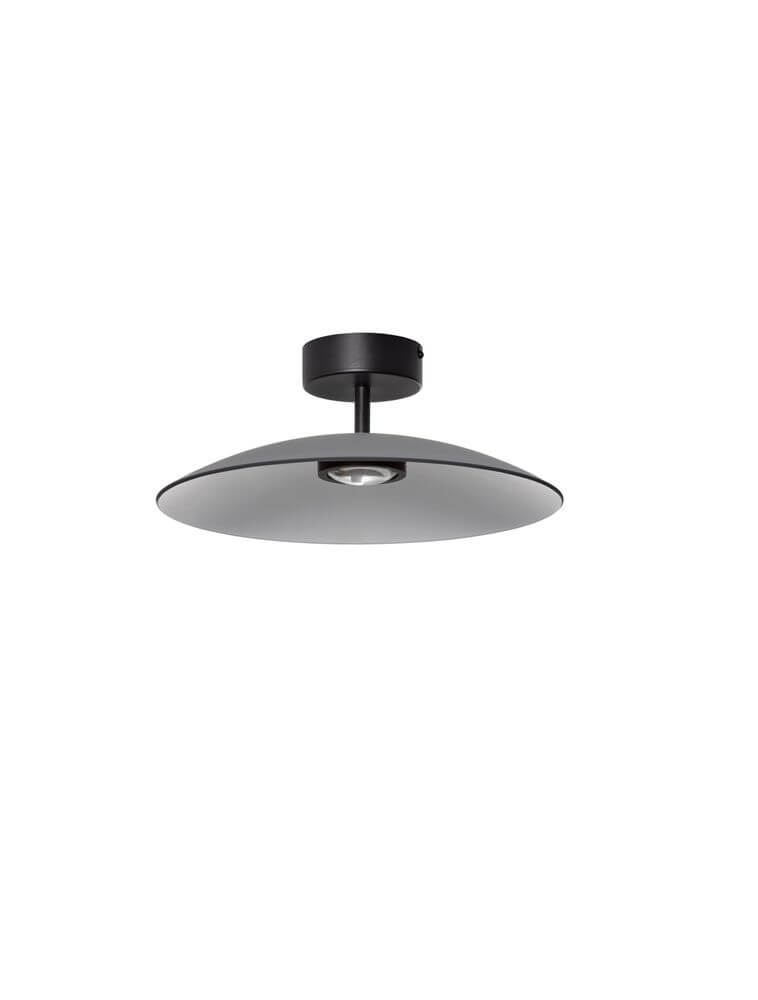 Moderne Polifemo LED Deckenleuchte Ø 40 cm in Schwarz mit grauem Lampenschirm, elegantes Design für Ihr Zuhause.