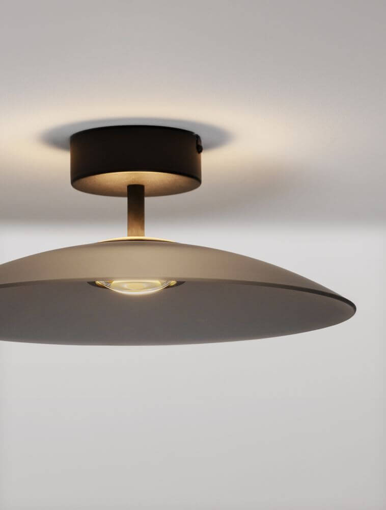 Moderne Polifemo LED Deckenleuchte in Schwarz und Grau, Ø 40cm, elegantes Design für stilvolle Innenräume.