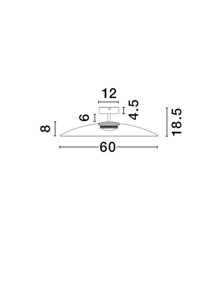 Technische Zeichnung der Polifemo LED Deckenleuchte Ø 60cm mit Abmessungen in cm.