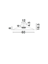 Technische Zeichnung der Polifemo LED Deckenleuchte Ø 60cm mit Abmessungen in cm.
