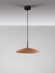 Polifemo LED Pendelleuchte Ø 40cm 3000K in Schwarz und Braun hängend an einer Decke