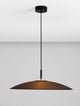 Polifemo LED Pendelleuchte Ø 60cm 3000K in modernem Design mit braunem Lampenschirm und schwarzem Aufhängungssystem.