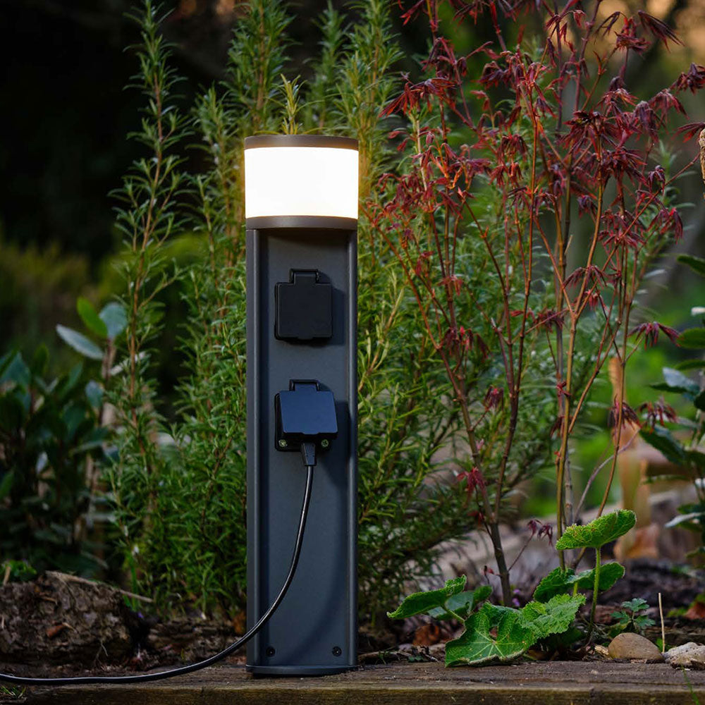 Bollard lamp Rook T with socket &amp; flap H 46.5cm IP54 anthracite