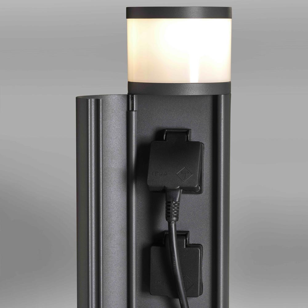 Bollard lamp Rook T with socket &amp; flap H 46.5cm IP54 anthracite