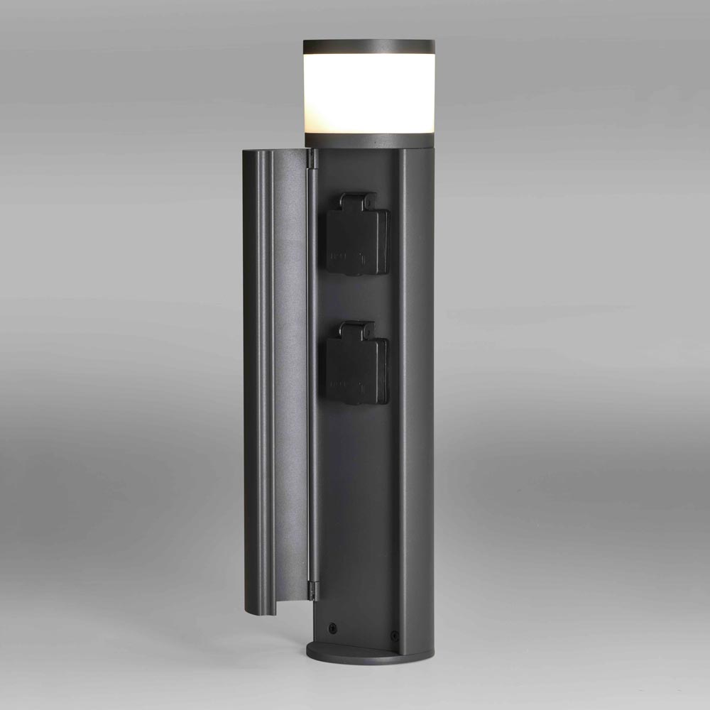 Bollard lamp Rook T with socket &amp; flap H 46.5cm IP54 anthracite