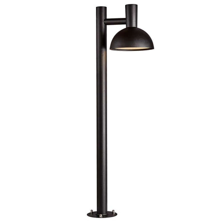 Borne lumineuse Arki 100 IP54 avec abat-jour en forme de dôme et lignes minimalistes pour les espaces extérieurs.