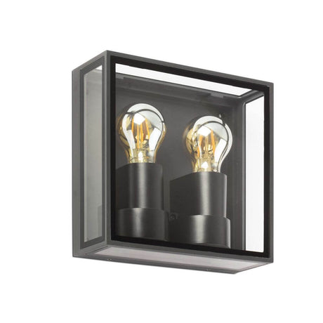 Pomo Außen-Wandlampe IP65 Anthrazit, klassische Außenwandleuchte aus Aluminium und transparentem Glas