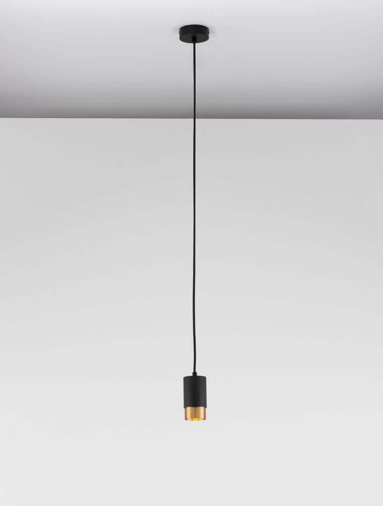 Pongo Pendelleuchte Cover Oben Ø 5,9cm Schwarz, Gold mit modernem Design für Ess- und Wohnzimmer.