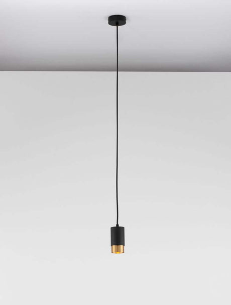 Pongo Pendelleuchte Cover Oben Ø 5,9cm Schwarz, Gold moderne Hängeleuchte für Ess- und Wohnzimmer