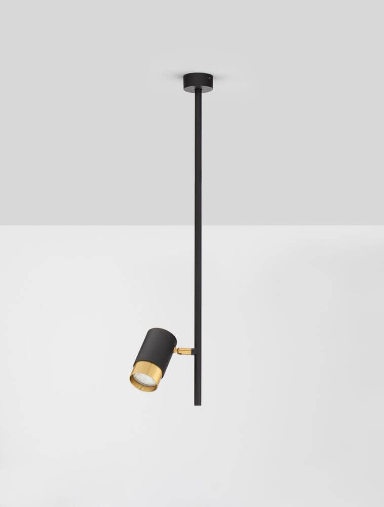 Pongo Pendelleuchte Deckenaufbau 1-flammig Ø 5,9cm Schwarz, Gold in modernem Design