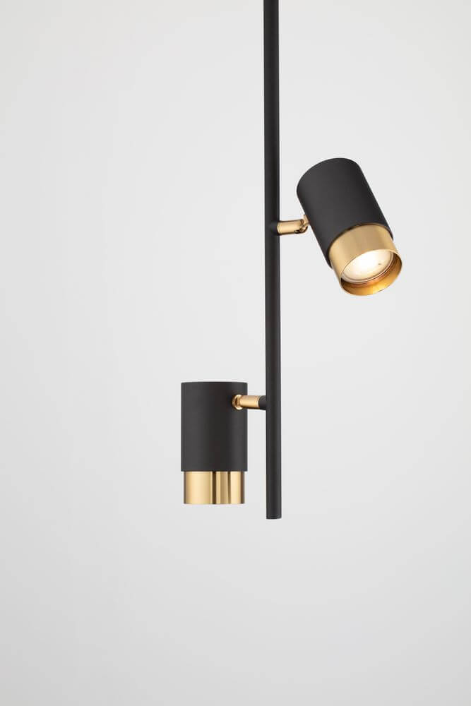 Pongo Pendelleuchte Deckeneinbau 2-flammig Ø 5,9cm Schwarz, Gold in elegantem Design mit matten Oberflächen.