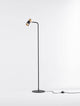 Pongo Stehlampe Schwarz, Gold – elegante Stehlampe mit goldfarbenem Spot und schwarzem Metallfuß.