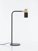 Pongo Tischleuchte Schwarz, Gold in elegantem Design aus schwarzem Metall mit goldener Leuchte.