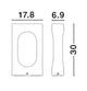Portal LED Außensockelleuchte 3000K Schwarz IP54 Maßzeichnung mit Abmessungen von 17.8, 6.9 und 30 cm.
