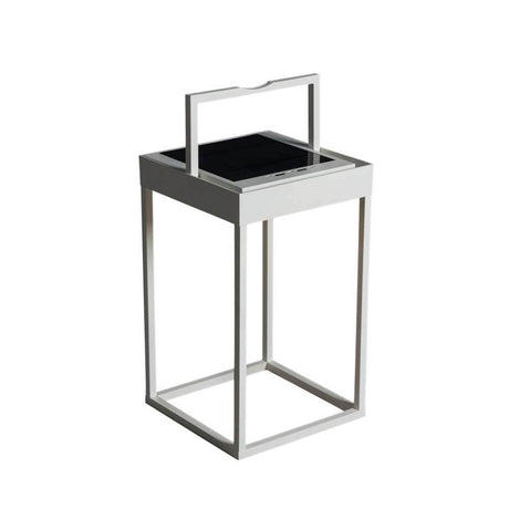 Portofino LED Solar floor light IP54 in white, dimmable with dusk sensor - elegant design for outdoor use.